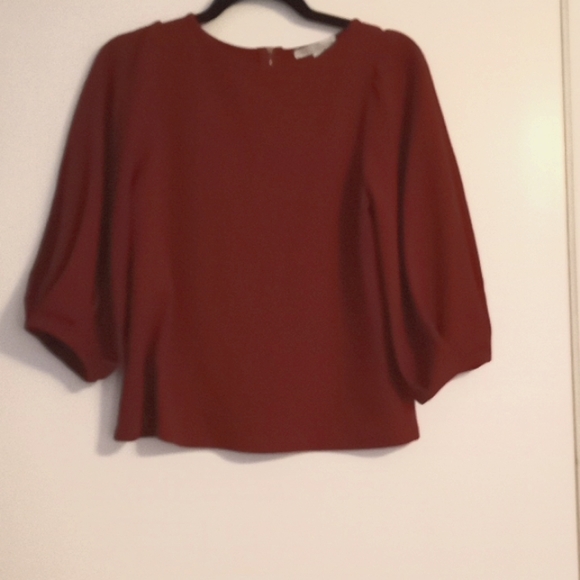 Green Envelope Rust Color Blouse with 3/4 Sleeves in Size XS (Made in USA) - Picture 2 of 6